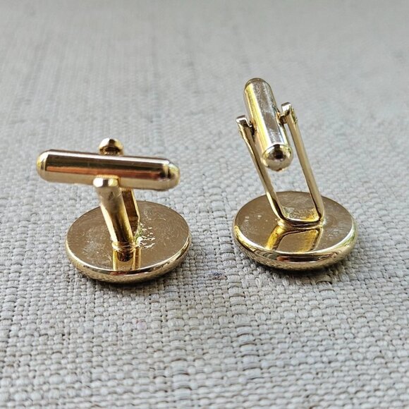 Men Shirt Cuff Links Gold Tone Fashion Men Jewelry Black Centered Cufflinks - Picture 3 of 11